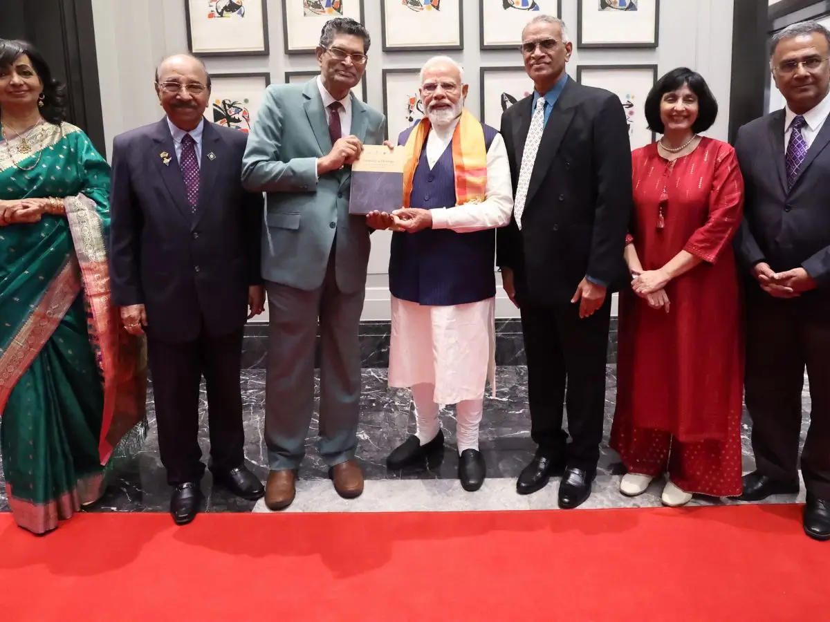 PM Modi receives book on Sanskrit