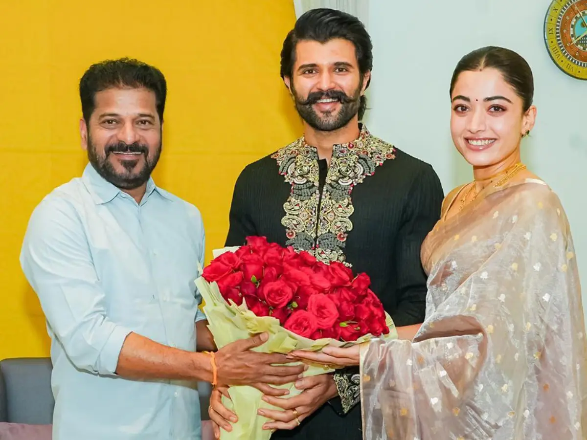 Rashmika Mandanna-Vijay Deverakonda meet Telangana CM Revanth Reddy post wedding reception in Hyderabad | See pics Rashmika Mandanna-Vijay Deverakonda meet Telangana CM Revanth Reddy post wedding reception in Hyderabad | See pics