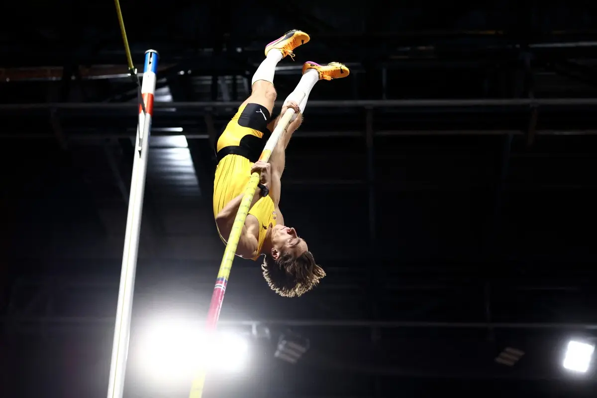 Pole vaulter Armand Duplantis, clearing 6.31 meters, sets world record for 15th time