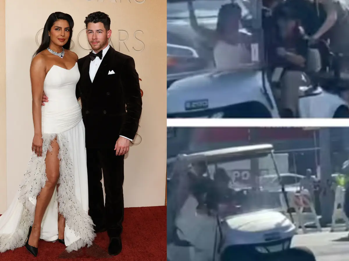 Priyanka Chopra and Nick Jonas narrowly escape from falling from golf-cart at Oscars 2026 | Watch Priyanka Chopra and Nick Jonas narrowly escape from falling from golf-cart at Oscars 2026 | Watch