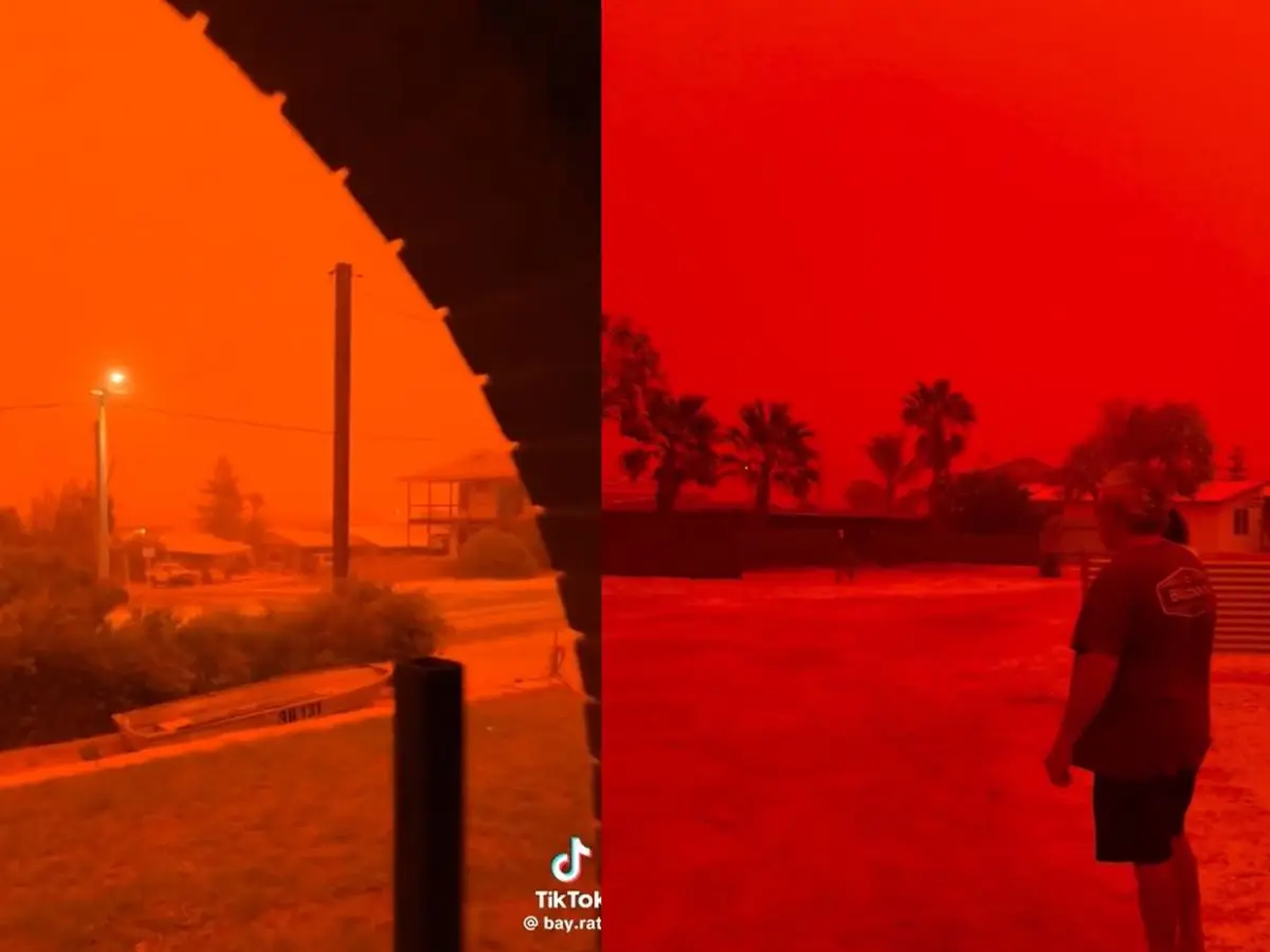 'Apocalyptic' red sky in Australia ahead of Tropical Cyclone Narelle