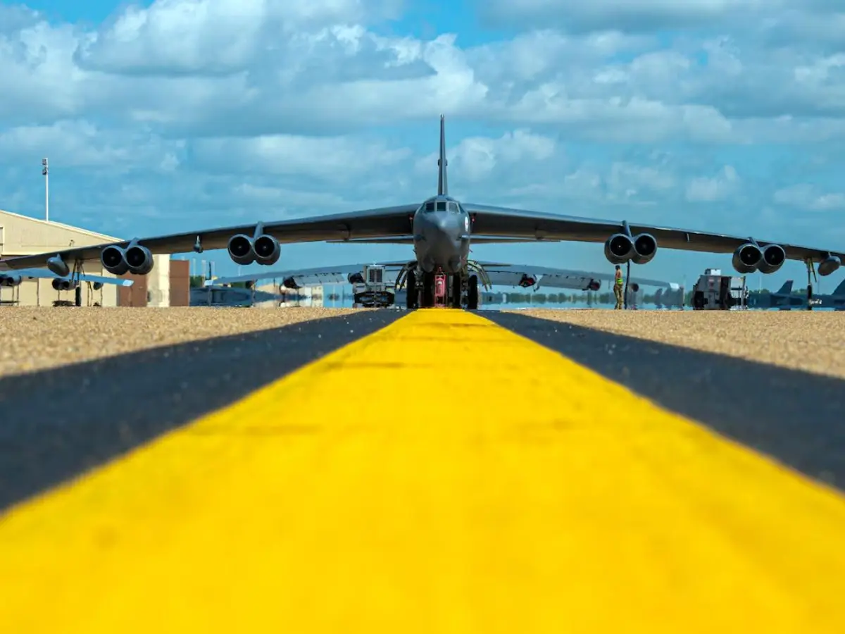 B-52's eight engines leave a black smoke trail visible for miles and it is finally getting fixed