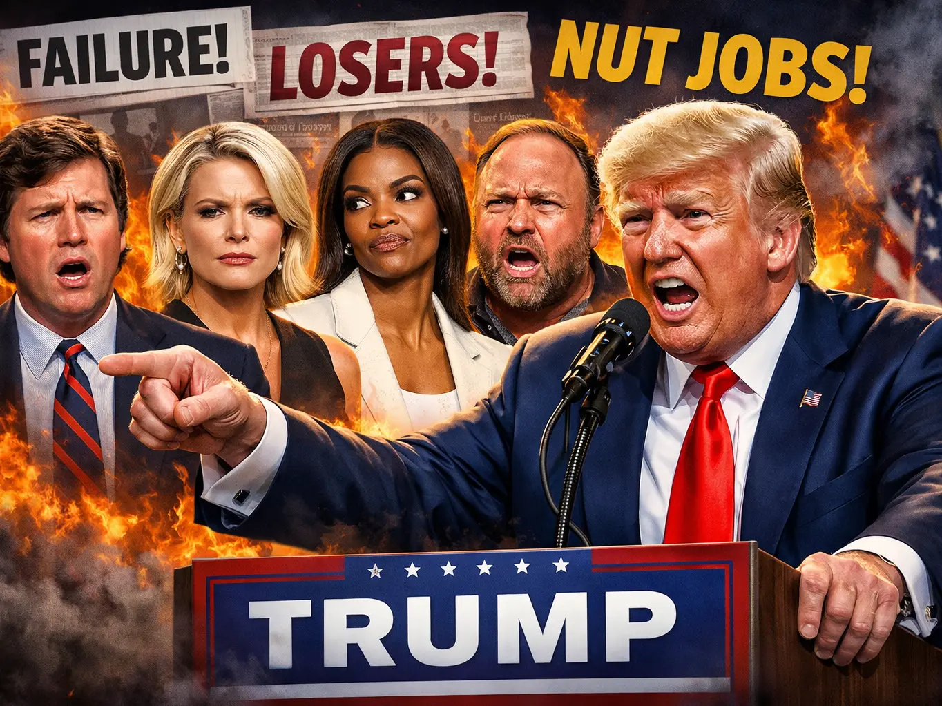 'Low IQ, stupid people and losers': Trump lashes out on Tucker Carlson, Megyn Kelly, Candace Owens, and Alex Jones in Truth Social post 'Low IQ, stupid people and losers': Trump lashes out on Tucker Carlson, Megyn Kelly, Candace Owens, and Alex Jones in Truth Social post