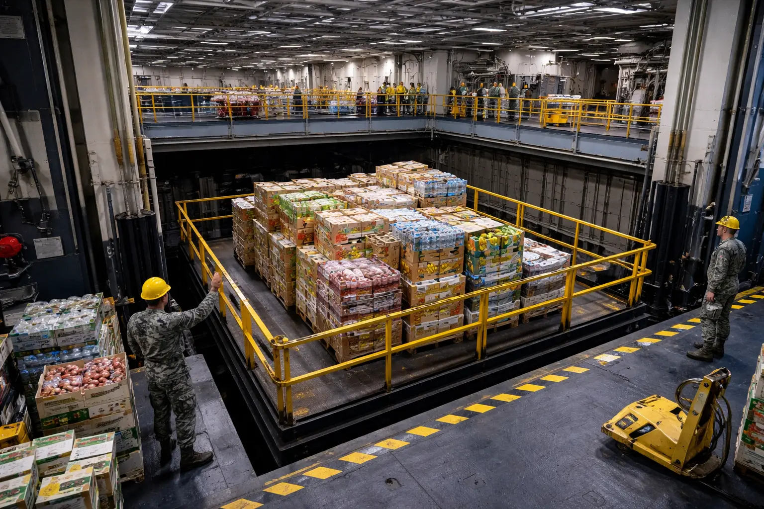 'Cargo Lifts': How the USS Abraham Lincoln moves tons of food from its lowest decks