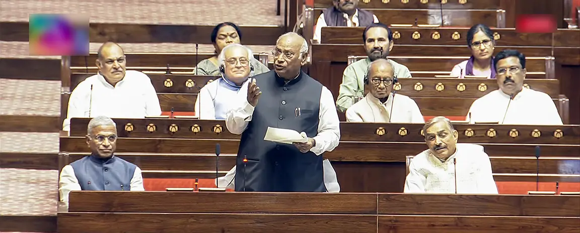 ‘Desperate and frustrated PM’: Kharge targets PM Modi over women’s bill defeat speech