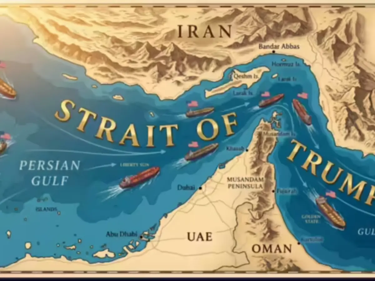Trump shares map showing Hormuz as 'Strait of Trump' hours after saying Iran will have to 'cry uncle' to end blockade Trump shares map showing Hormuz as 'Strait of Trump' hours after saying Iran will have to 'cry uncle' to end blockade