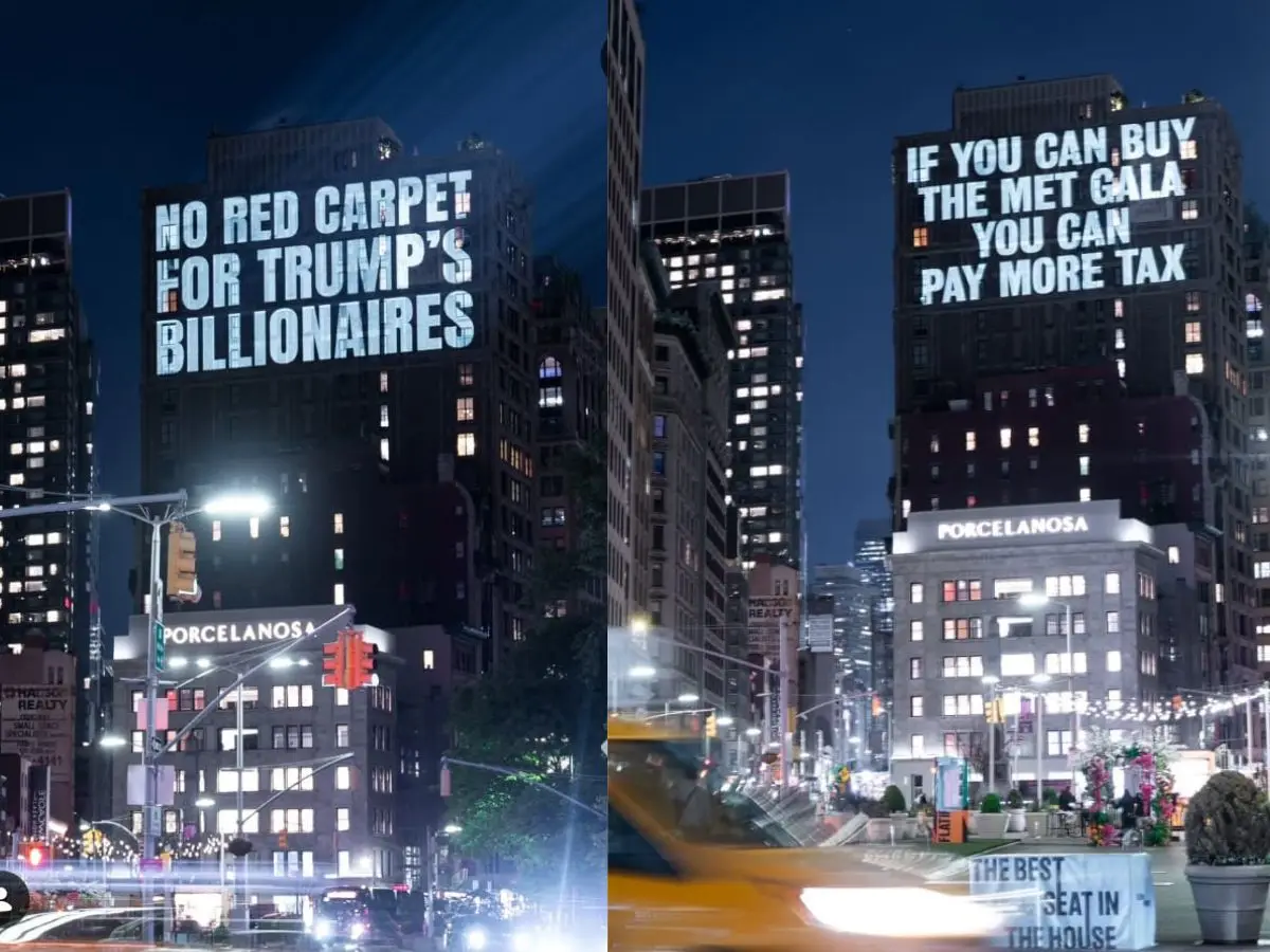 Bezos’ house projected with messages