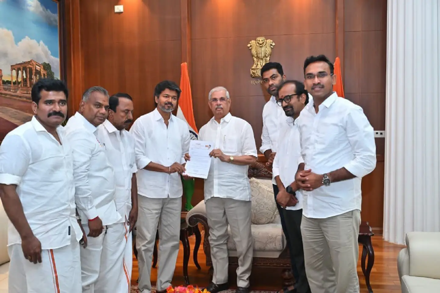 TVK chief Vijay meets Tamil Nadu Governor and stakes claim to form govt, but still short of numbers