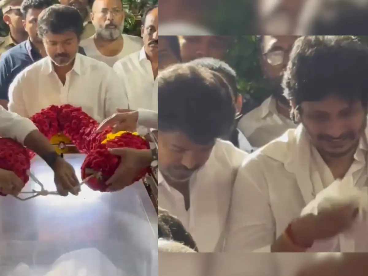 Vijay pays last respects to producer RB Choudary, consoles grieving son and actor Jiiva