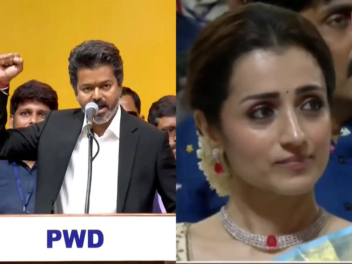 Trisha Krishnan gets emotional during C Joseph Vijay’s first speech as Tamil Nadu Chief Minister; video goes viral Trisha Krishnan gets emotional during C Joseph Vijay’s first speech as Tamil Nadu Chief Minister; video goes viral