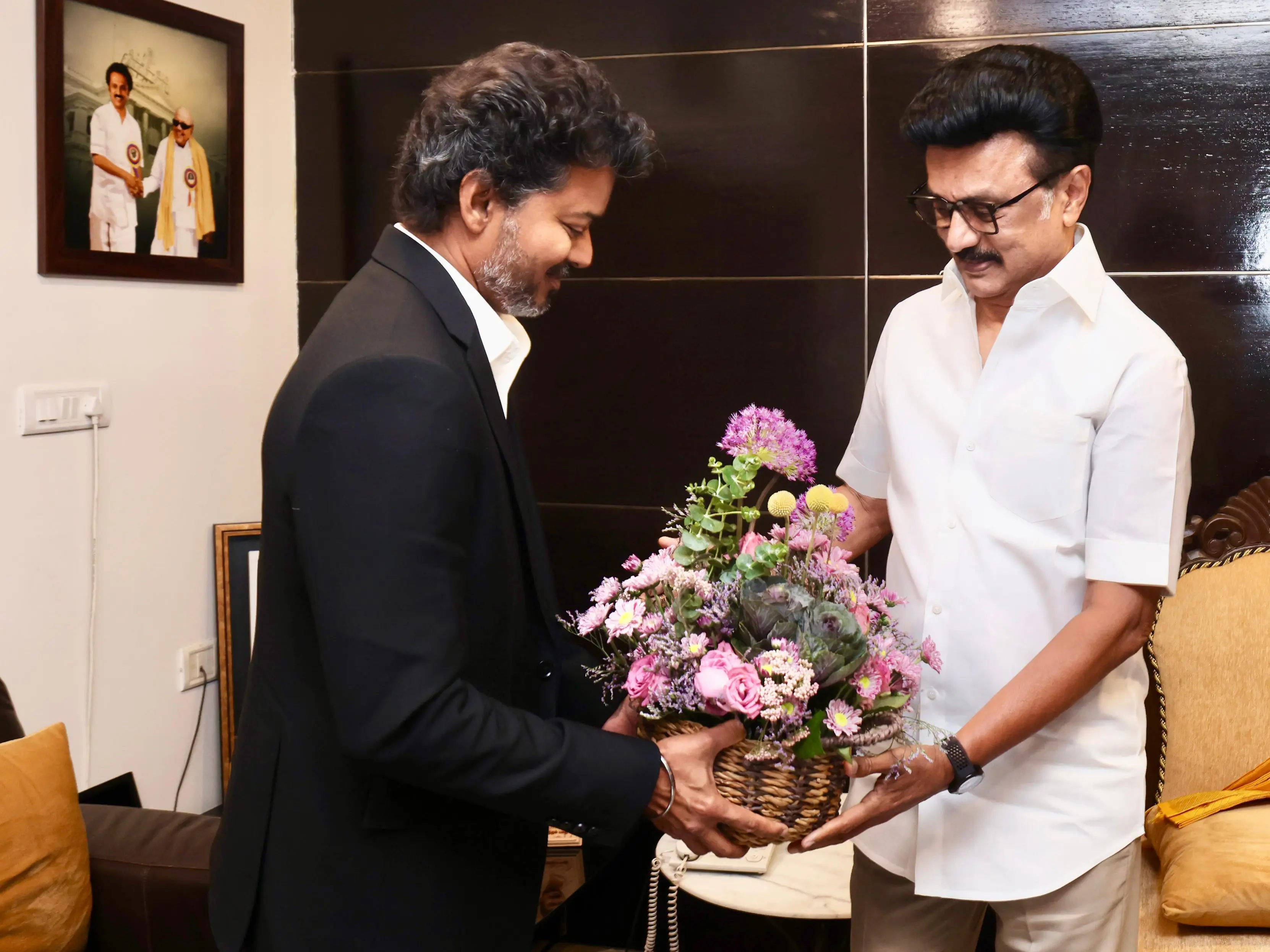 From rivals to handshakes: Tamil Nadu CM Vijay meets MK Stalin a day after taking oath From rivals to handshakes: Tamil Nadu CM Vijay meets MK Stalin a day after taking oath