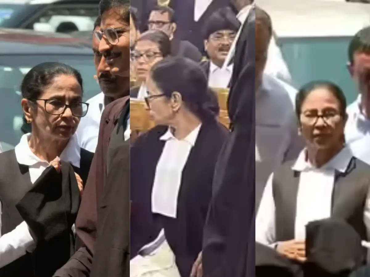 Mamata Banerjee enters Calcutta HC in lawyer's gown