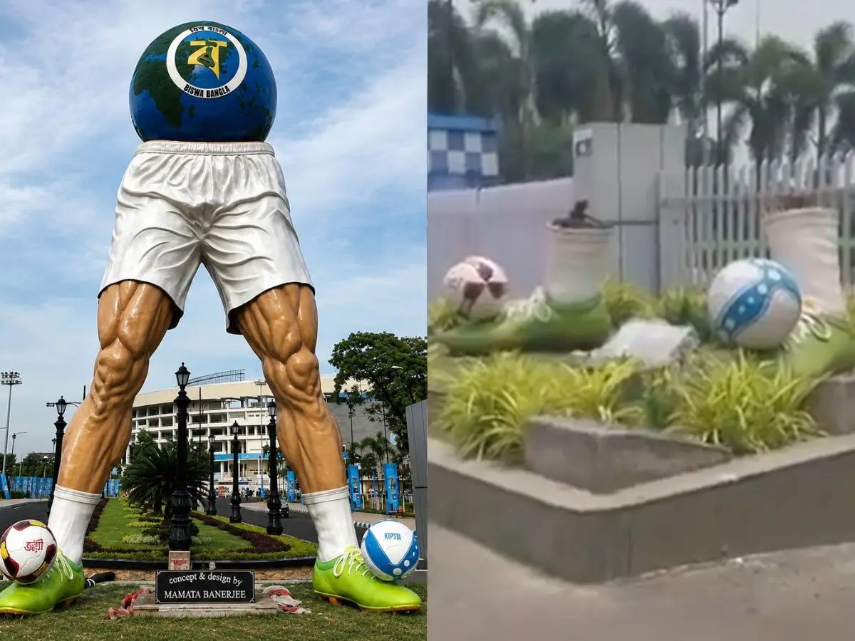 Mamata Banerjee-designed football sculpture removed from Kolkata’s Salt Lake Stadium after years of controversy