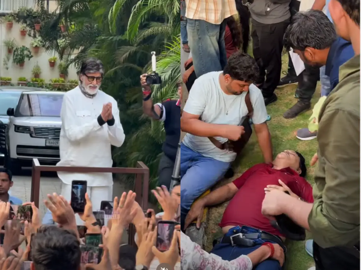 Fan faints amid crowd during Amitabh Bachchan’s Sunday greeting session outside Jalsa | Watch Fan faints amid crowd during Amitabh Bachchan’s Sunday greeting session outside Jalsa | Watch