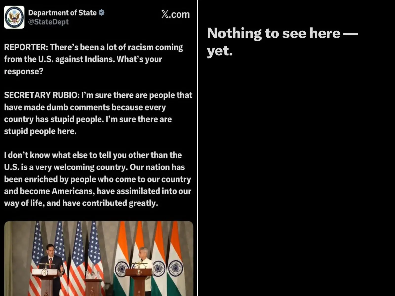 US State Dept deletes X post featuring WION question to Rubio on racism against Indians