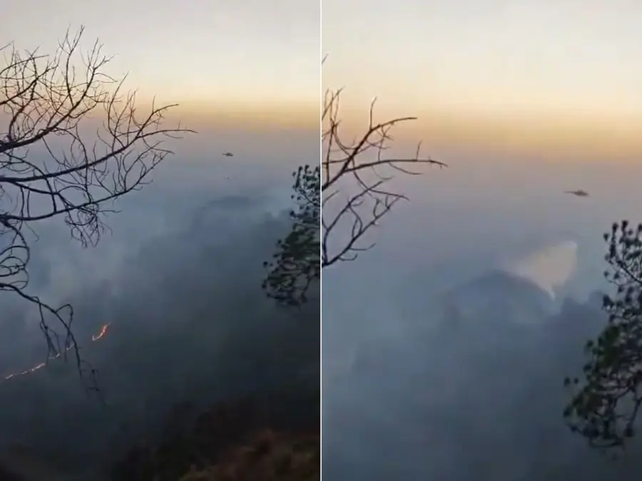 VIDEO | IAF deploys helicopters as massive forest fires rage across Himachal’s Kasauli, Solan