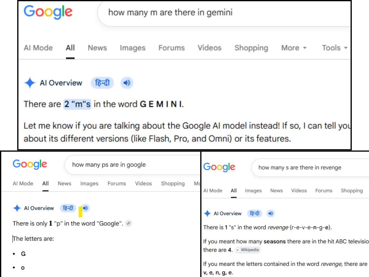 After 'Disregard', Google AI Overview has a spelling problem - 'P' in Google and 2 'M' in Gemini