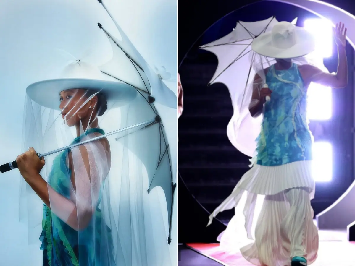 Stunned in a jellyfish-inspired dress