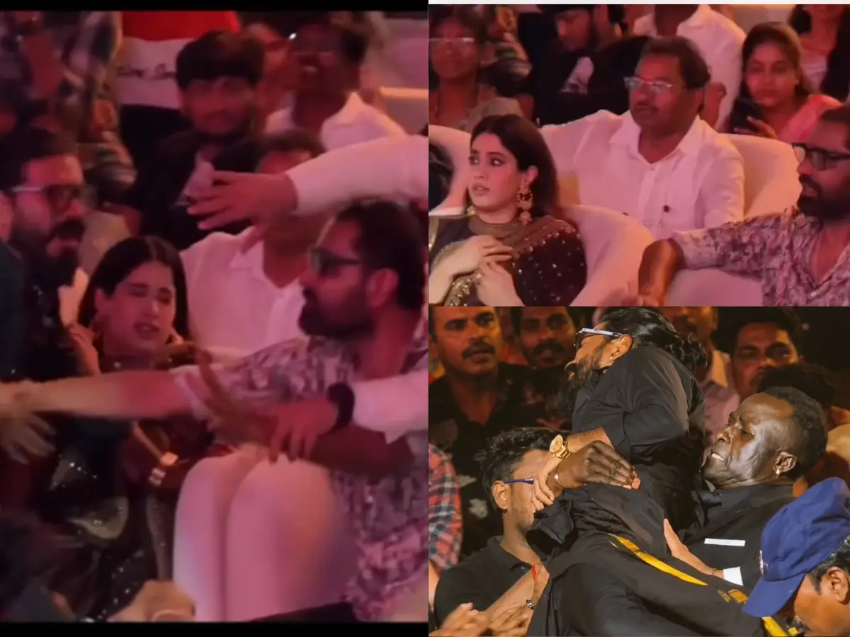 Janhvi Kapoor visibly startled as Ram Charan fan breaches security at Peddi event | Watch Janhvi Kapoor visibly startled as Ram Charan fan breaches security at Peddi event | Watch