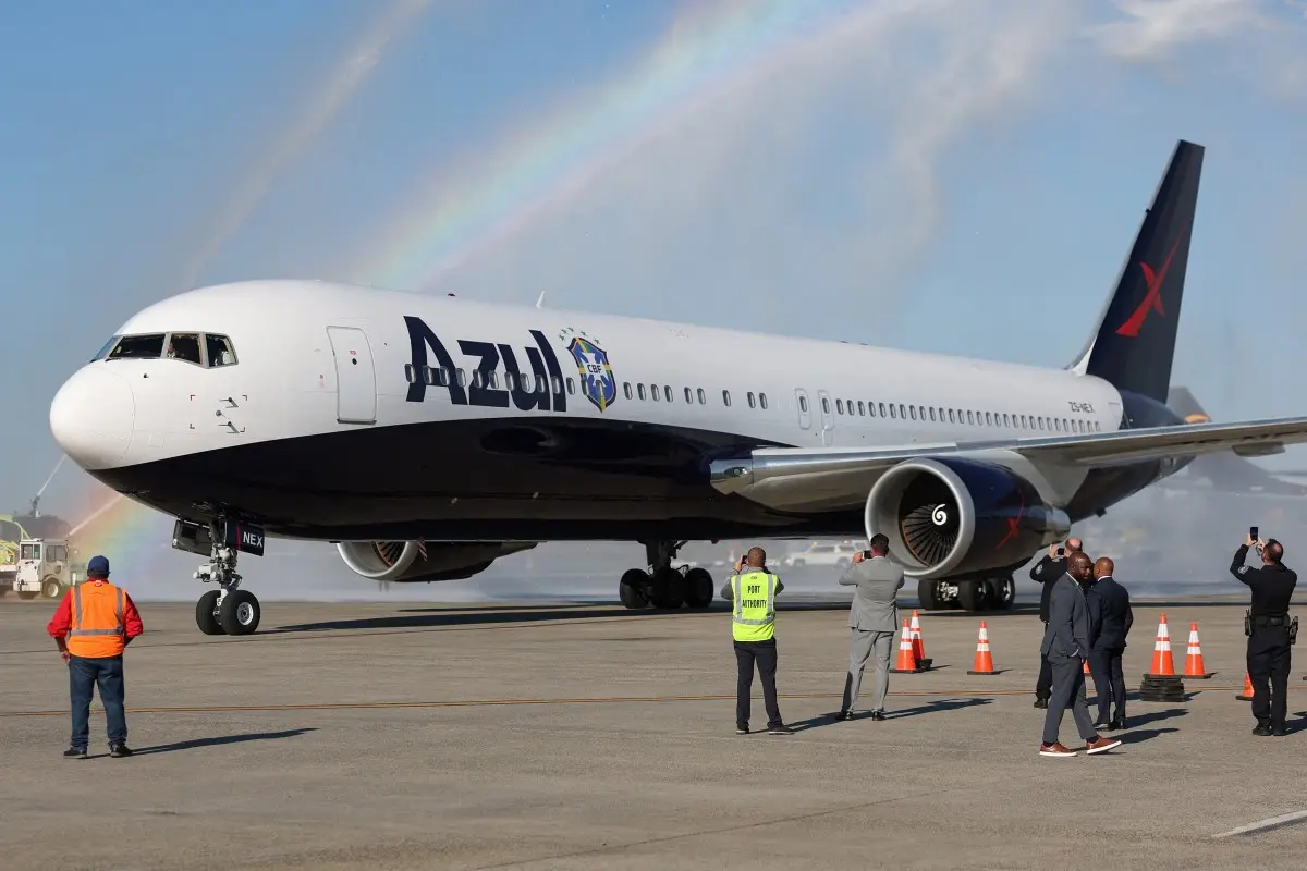 Bizarre belief! Brazil's $200 million jet carrying Neymar and Co is 'baptised' before take-off