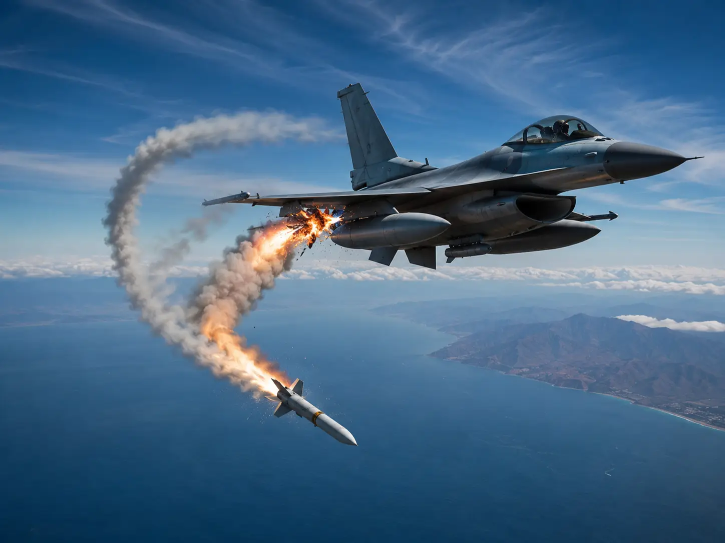 What happens when a fighter jet missile fails?