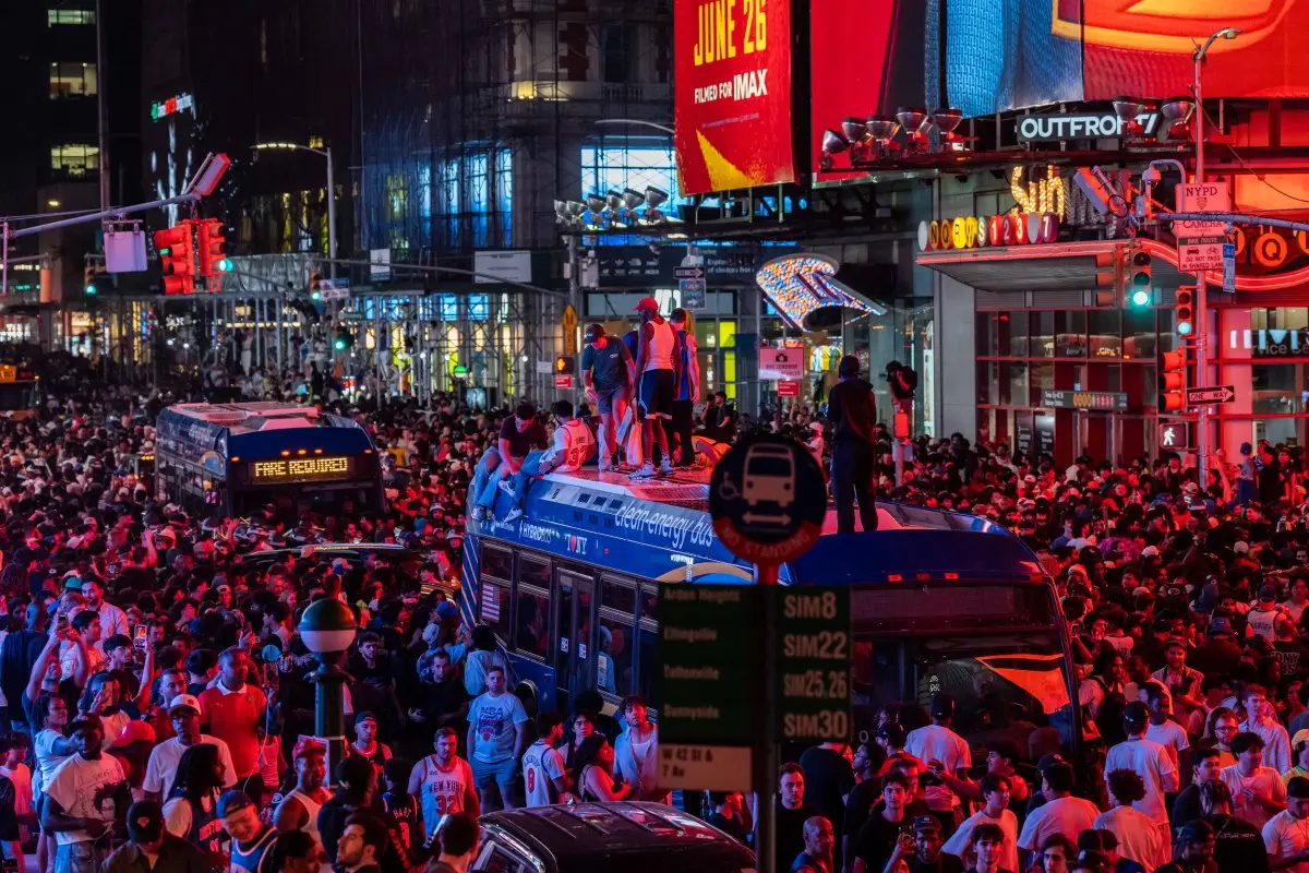 Times Square turns Orange and Blue