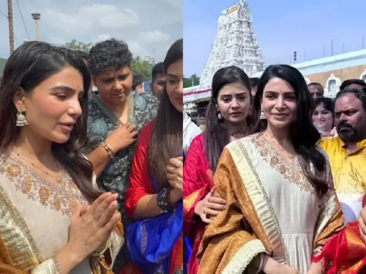 Samantha Ruth Prabhu, Raj Nidimoru seek blessings at Tirupati ahead of Maa Inti Bangaaram release | Watch Samantha Ruth Prabhu, Raj Nidimoru seek blessings at Tirupati ahead of Maa Inti Bangaaram release | Watch