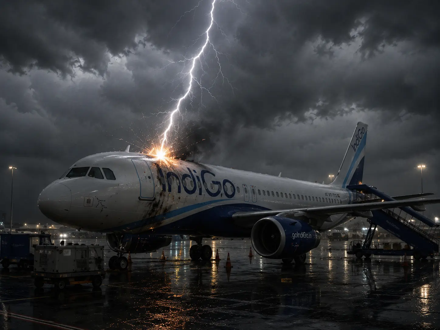 Lightning strikes IndiGo aircraft with 140 people onboard at Kolkata airport. Here's what happened next Lightning strikes IndiGo aircraft with 140 people onboard at Kolkata airport. Here's what happened next