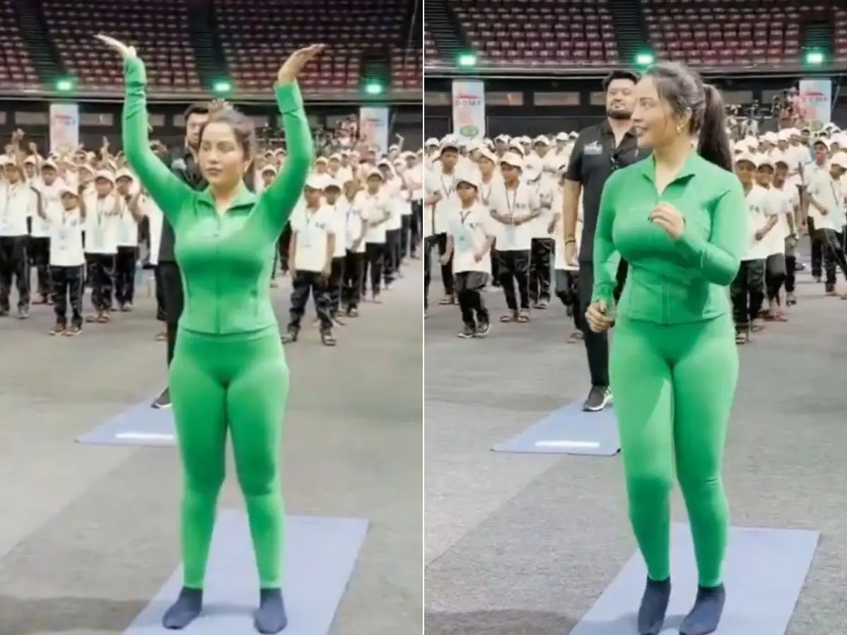 Maha CM Wife Amruta Fadnavis' Yoga Day appearance sparks social media debate over attire | Watch Maha CM Wife Amruta Fadnavis' Yoga Day appearance sparks social media debate over attire | Watch