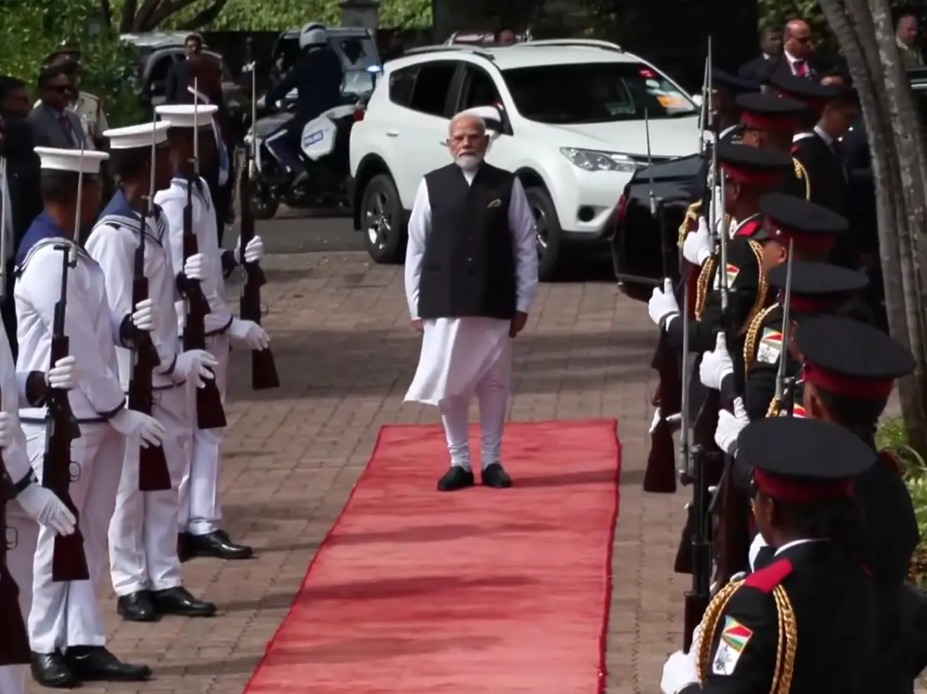 PM Modi receives guard of honour in Seychelles during his 3-day official visit PM Modi receives guard of honour in Seychelles during his 3-day official visit