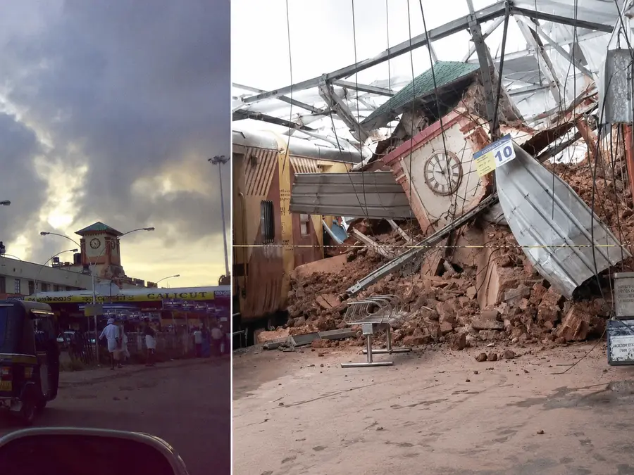 WATCH: Century-old clock tower falls onto railway platform at India's Kozhikode Railway Station