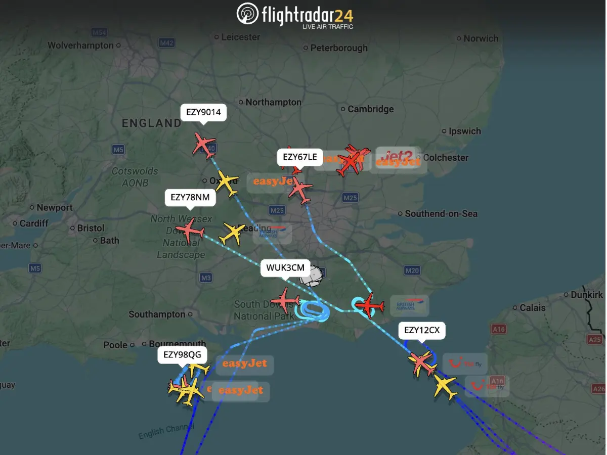 Nine flights declare squawk 7700 emergency over Gatwick Airport - Details Nine flights declare squawk 7700 emergency over Gatwick Airport - Details