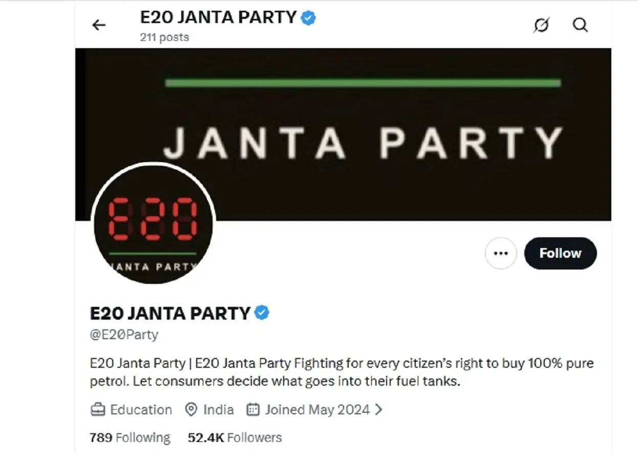 After CJP’s success, ‘E20 Janta Party’ makes waves, seeks ethanol-free petrol option and Gadkari’s ouster