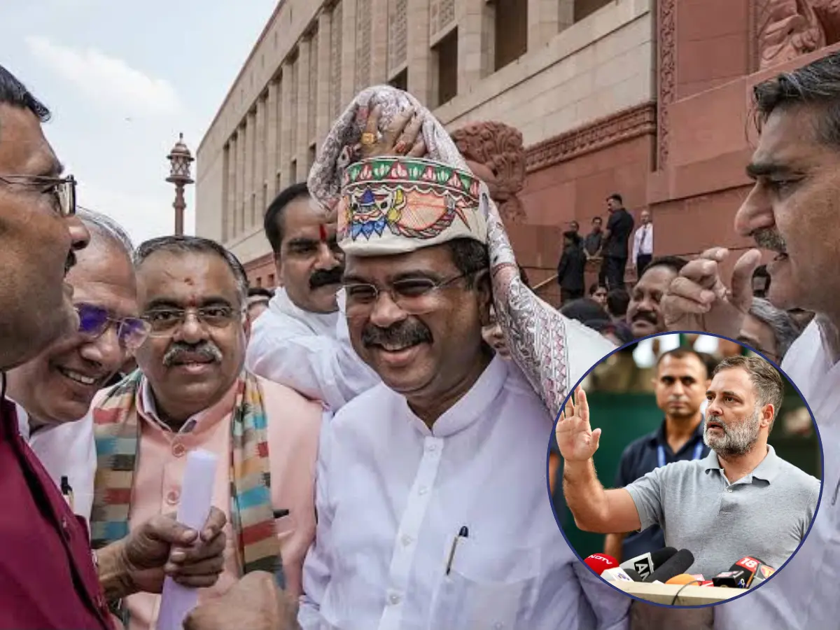 Rahul Gandhi slams BJP for felicitating Dharmendra Pradhan in Parliament, accuses Modi government of 'celebrating ruined futures' Rahul Gandhi slams BJP for felicitating Dharmendra Pradhan in Parliament, accuses Modi government of 'celebrating ruined futures'