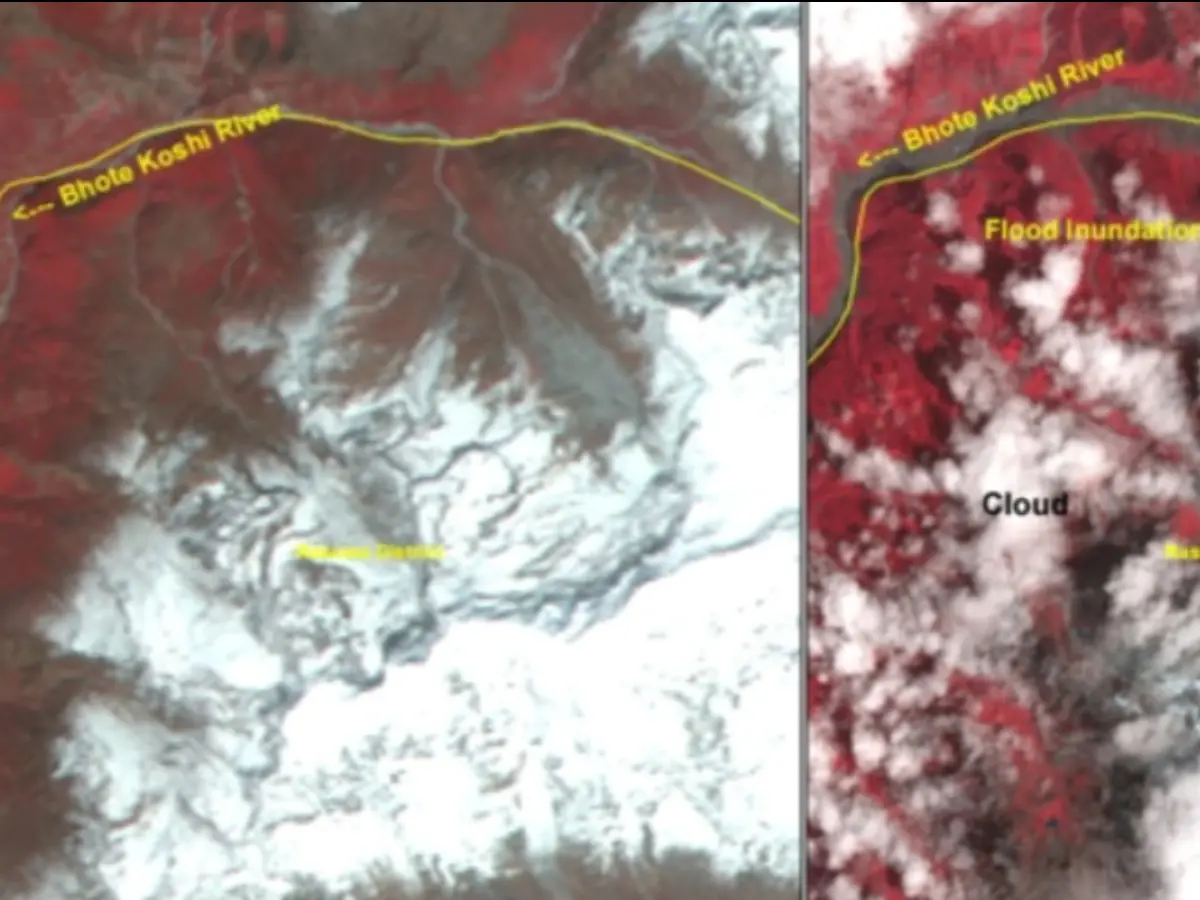 2/3rd of glacier detached, collapsed: ISRO satellite images reveal what triggered Nepal floods 2/3rd of glacier detached, collapsed: ISRO satellite images reveal what triggered Nepal floods