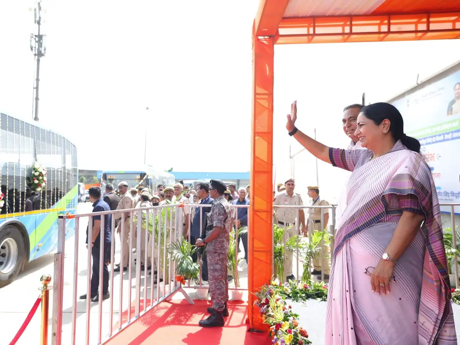 Delhi CM Rekha Gupta flags off 50 AC electric buses, inaugurates vehicle testing station