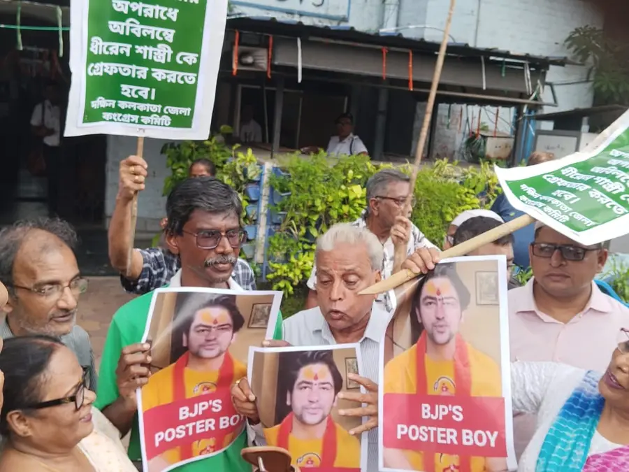 Congress protests against Bageshwar Baba over Durga Puja remarks; seeks FIR, arrest