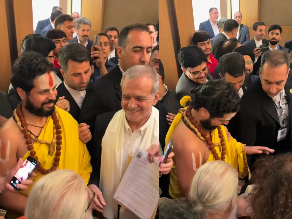 Did Iran President Pezeshkian touch feet of Hindu spiritual leader at Delhi event as shown in viral video? Did Iran President Pezeshkian touch feet of Hindu spiritual leader at Delhi event as shown in viral video?