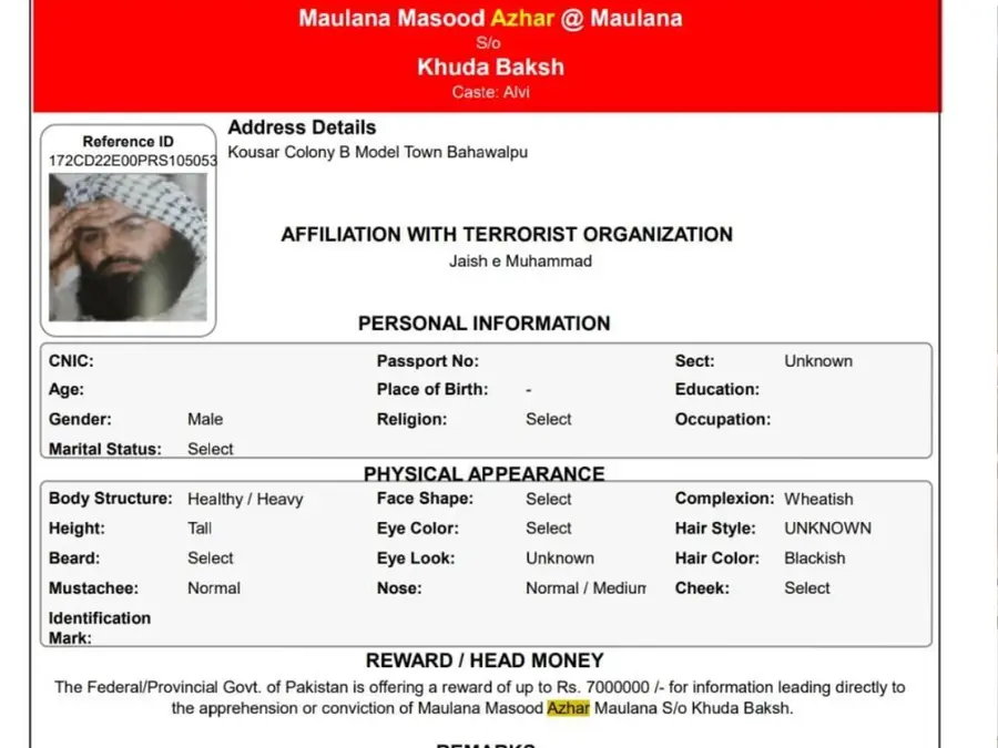 Pakistan puts Pak Rs 70 lakh bounty on UN terrorist Masood Azhar; move draws skepticism in Delhi