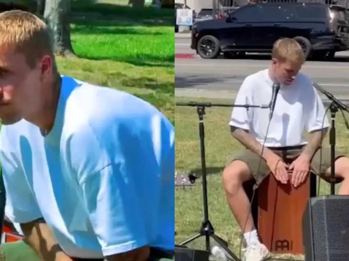 Justin Bieber Stages Surprise Acoustic Set at LA Park