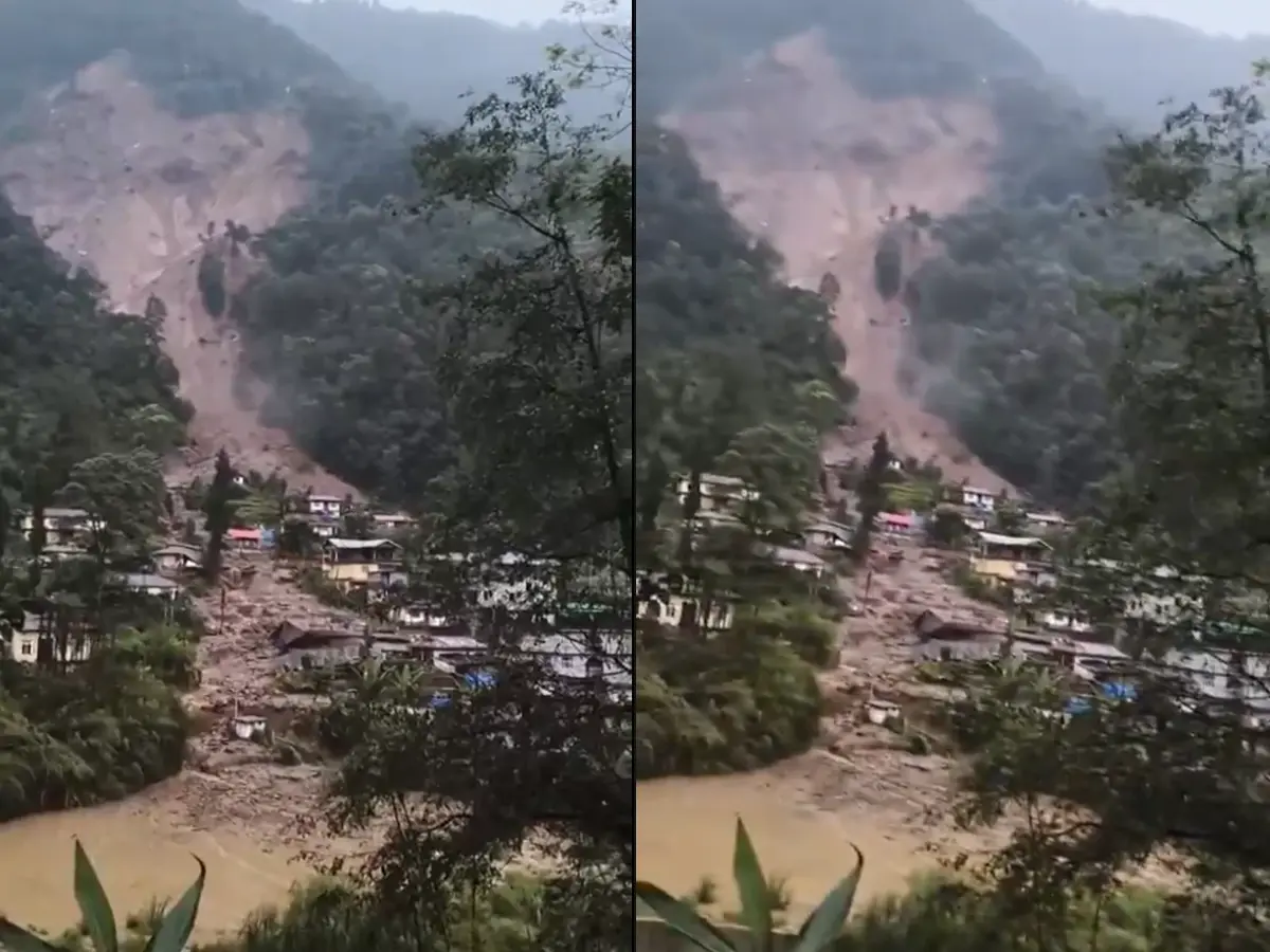 Alarming video emerges as landslide damages houses in Sikkim’s Rimbi village. Watch Alarming video emerges as landslide damages houses in Sikkim’s Rimbi village. Watch