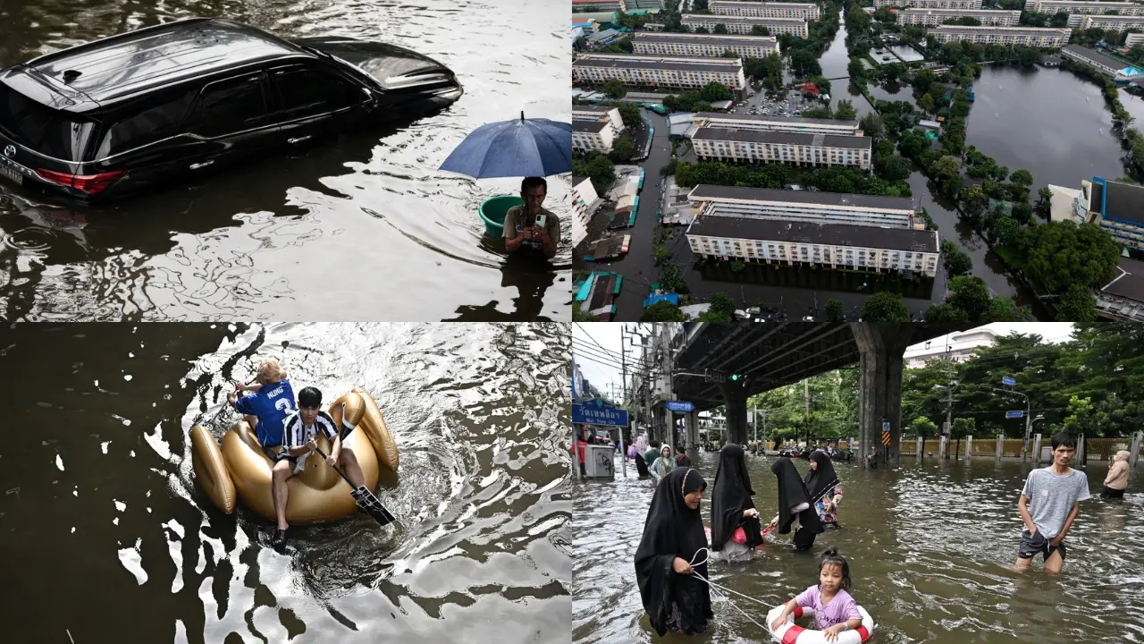 WATCH | From submerged cars to jet ski on flooded roads. Bangkok floods caught on camera