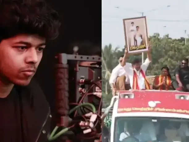 CM Vijay promotes Jason Sanjay’s film Sigma at roadshow, proudly shows his photo : Watch CM Vijay promotes Jason Sanjay’s film Sigma at roadshow, proudly shows his photo : Watch
