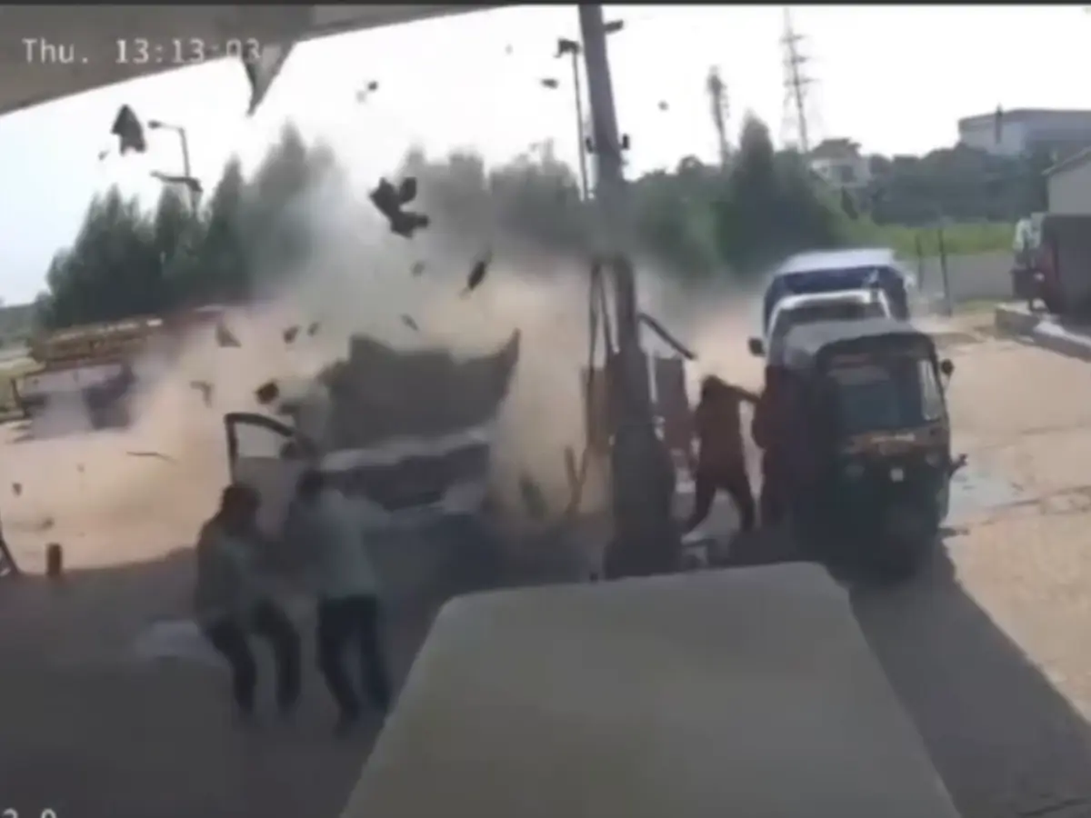 WATCH | Terrifying CCTV footage captures CNG car exploding during refilling in Gujarat