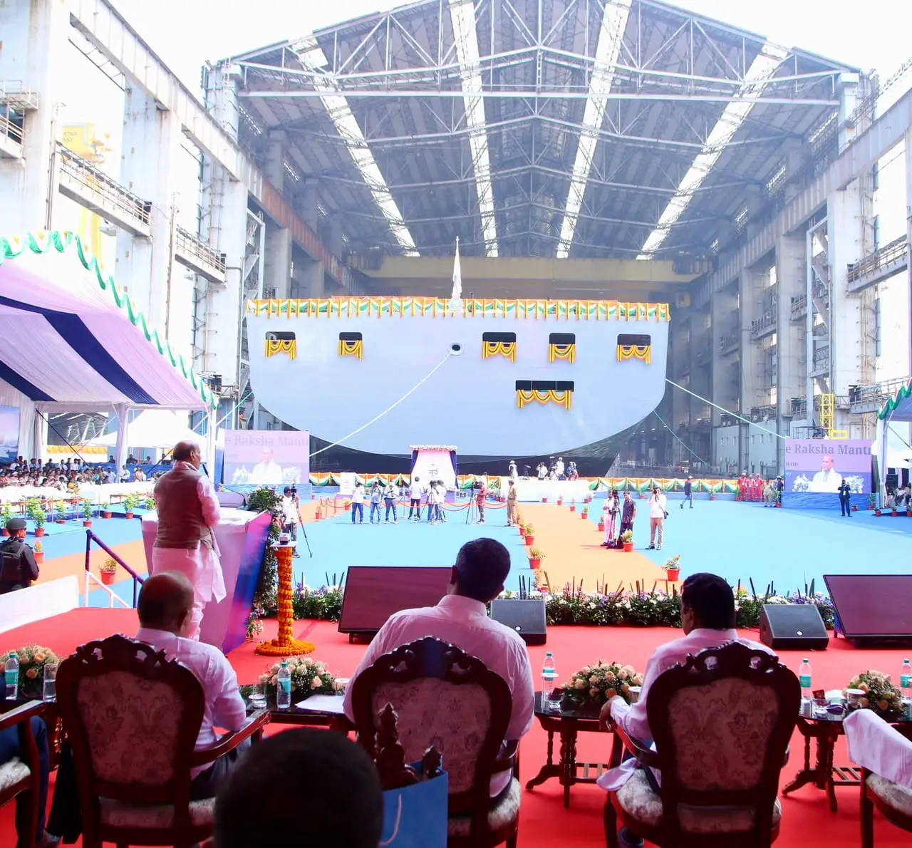 Defence Minister Rajnath Singh launches navy’s first fleet support ship
