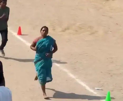'She is a super woman': Netizens react after Jharkhand woman runs 1,600m barefoot in saree for job - WATCH