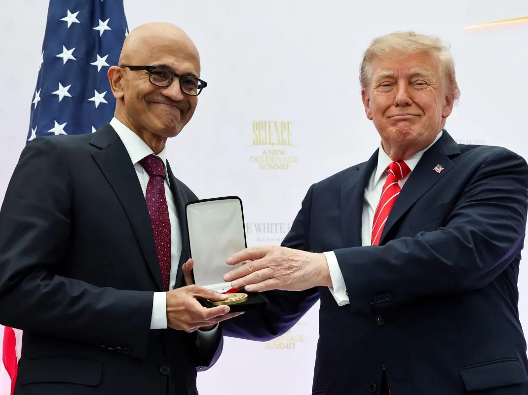 Trump honours Microsoft CEO Satya Nadella with top technology honour amid immigration scrutiny Trump honours Microsoft CEO Satya Nadella with top technology honour amid immigration scrutiny