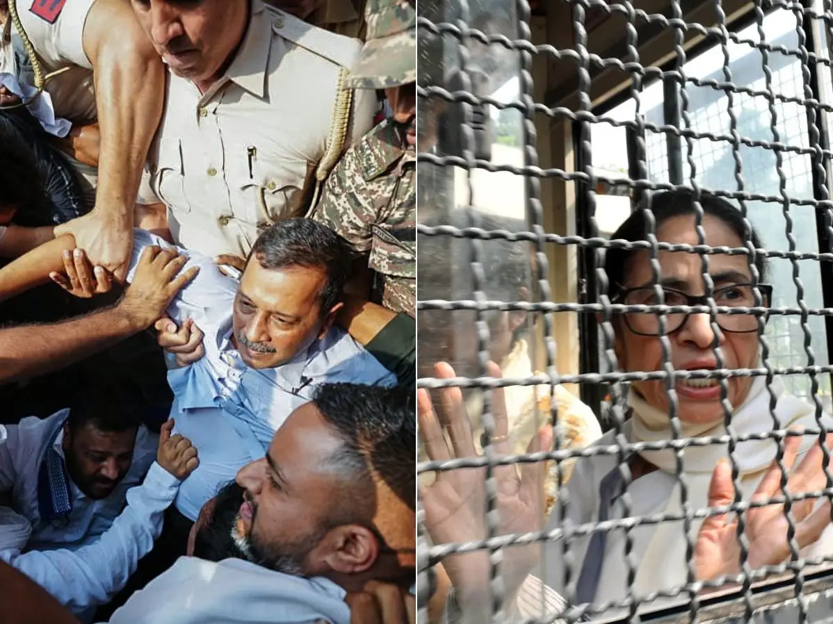 Arvind Kejriwal, Mamata Banerjee detained amid CJP protest in Delhi; around 1,000 protesters detained Arvind Kejriwal, Mamata Banerjee detained amid CJP protest in Delhi; around 1,000 protesters detained