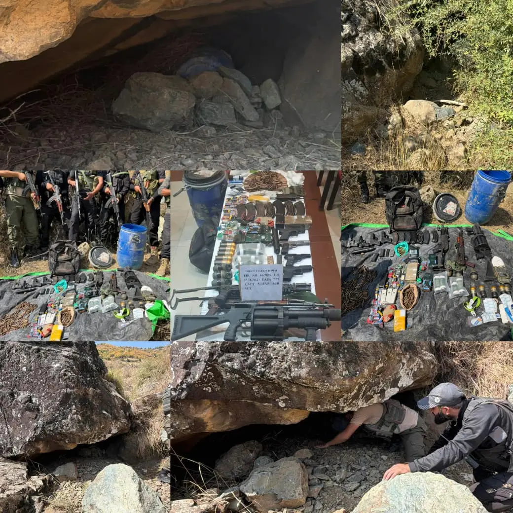 Major cache of arms, ammunition, explosives recovered from Sopore’s Mukaam Cherhar Forest