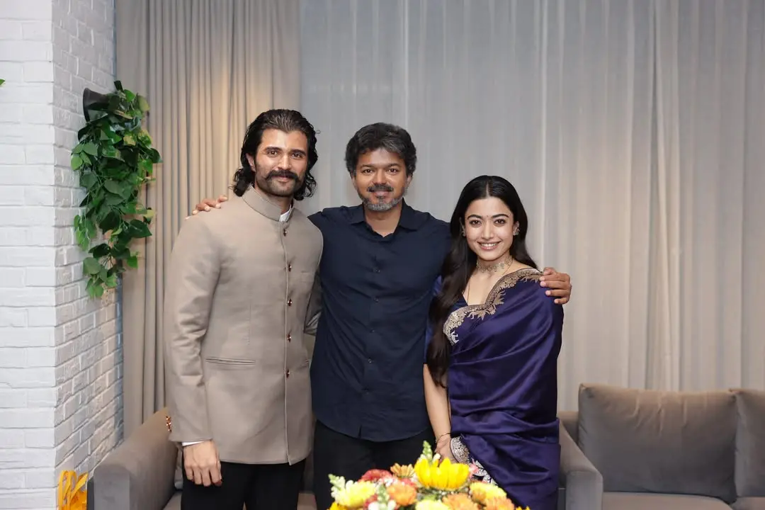 Vijay Deverakonda and Rashmika Mandanna meet CM Vijay ahead of the release of their film Ranabaali